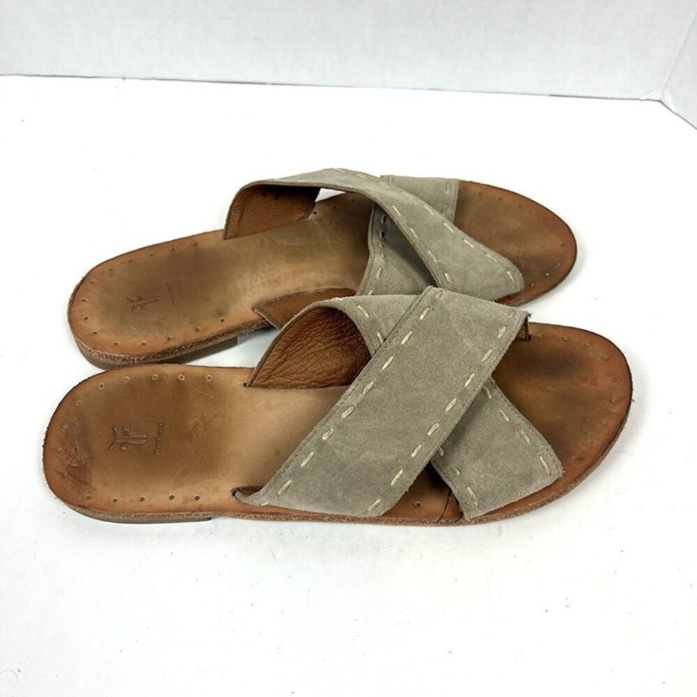 Frye Ally Criss Cross Leather Sandals Women's 9.5 Slides Flip Flops Beach Boho